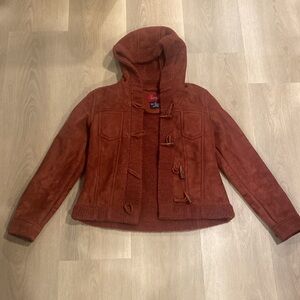 Y2K Vintage Paris Blues Outerwear Rust Red Jacket with Fuzzy Trim Size M